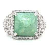 Sparkling 7.40CTS Cushion-Cut Natural Emerald & Sapphire Ring in Sterling Silver