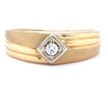 Tasteful Man's 14K YG Ring with Diamond Accent