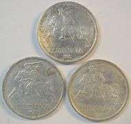 3 Nice lustrous upper end 1936 Lithuania Silver 10 Litu piece
