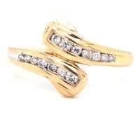 Tasteful 14K YG Diamond Bypass Style Ring