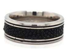 Chisel stainless steel Polished Grooved with Genuine stingray textured band