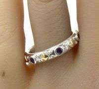 Gabriel & Co two tone bezel set amethyst stackable band