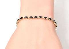 Elegant 14K Yellow Gold Blue Sapphire Gemstone Bracelet with Diamond Accents