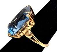 Stunning 10K Yellow Gold Blue Topaz Gemstone Ring i