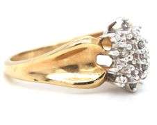 10kt Yellow gold diamond cluster ring