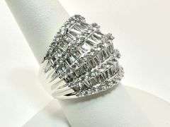 Dazzling 14 Kt White Gold Plate Huge 21.5 Ctw Simulated Diamond Ring