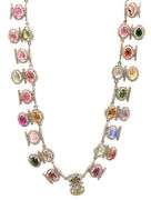 Breathtaking 25.00CTW Oval Cabochon -Cut Multi-Colored Tourmaline & 4.5CTW Diamond Necklace in 14K W