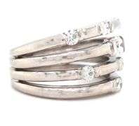14kt White gold 0.45ctw multi row stackable diamond scatter ring