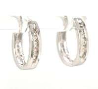 10kt White gold 0.10ctw diamond hoop earrings
