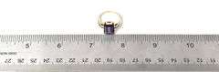 Mysterious 10K Yellow Gold Blue Gemstone Ring with Diamond Accents