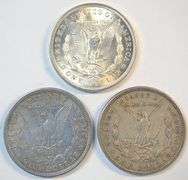 1921 P-D-S Morgan Silver Dollars. Last year of issue for Morgans