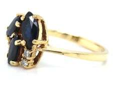 18kt Yellow gold 3 Marquise sapphire and diamond ring