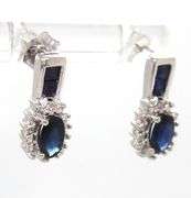 10kt White gold sapphire and diamond earrings