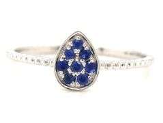 18kt White Gold Bony Levy Multi Blue Sapphire in Pear Shaped Ring