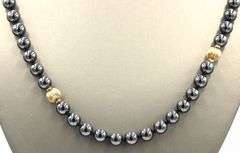 Pretty 14K YG and Hemitite Bead Necklace
