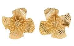 Vintage Tiffany & Co. Flower Clip On Earrings in 18K