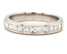 14kt White gold 0.40ctw princess cut channel set diamond band