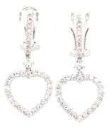 18kt White gold 1.18ctw diamond heart shaped dangle earrings