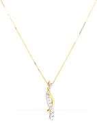 14kt Yellow gold diamond cross over bar pendant on chain
