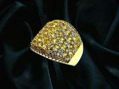 14 Kt Gold Plate 5.75 Cttw Simulated Vs1 Yellow Diamond and White Diamond Ring