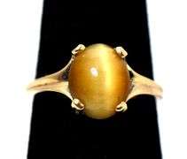 Wonderful 10K Yellow Gold Tiger's Eye Gemstone Ring