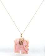 14kt Yellow gold pink mother of pearl elephant pendant on chain