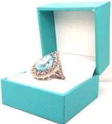 Fantastic 12.65CTS Pear shaped Brilliant-Cut Blue Topaz & Diamond Ring in 925 Sterling Silver