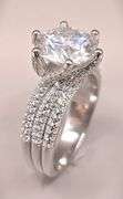 14 Kt White Gold Plate 3.5 Ct VVs1 Sparkling White Simulated Diamond Ring