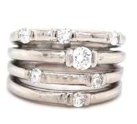 14kt White gold 0.45ctw multi row stackable diamond scatter ring