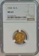 Choice BU 1928 $2.50 Indian Gold Piece. NGC MS63