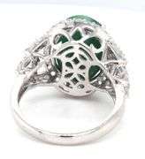 Darling 8.63CTS Oval Faceted Natural Emerald & 1.22 White Sapphire Ring in Sterling Silver
