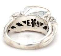 925 Sterling silver Effy 2 tone Pave diamond cushion shaped ring