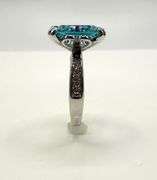 Beautiful 14 Kt White Gold Plate 6.5 Ct Simulated London Blue Topaz Ring