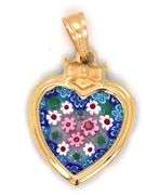 Beautiful 18K YG Millefiori Earrings and Pendant Suite