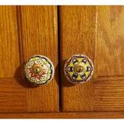 Hand Painted Multicolor Ceramic Cabinet Knobs Set of 25