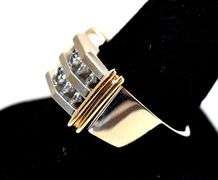 Sparkling 14K White and Yellow Gold Approx. 1.00CTW Diamond Ring