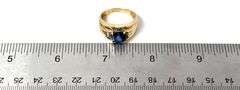 Stunning 10K Yellow Gold Blue Sapphire Gemstone Ring with Diamond Accents