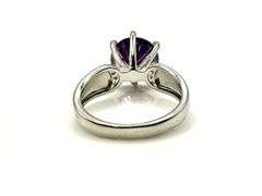 14 Kt, White Gold Plate 3.5 Ct Vs1 Russian Color Change Lab Simulated Alexandrite Ring