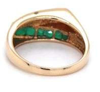 14kt Yellow gold square emerald and diamond bypass ring