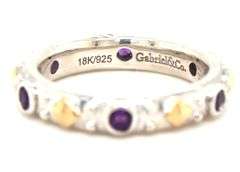 Gabriel & Co two tone bezel set amethyst stackable band