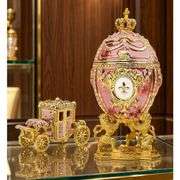 Fabergé Style Enamel Egg Trinket Box with Carriage