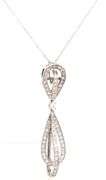 18kt White gold 1ctw pave diamond double knotted teardrop pendant on chain