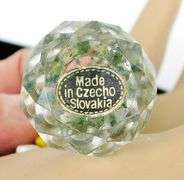 4 Early Czech Glass Flower Place Card Holders