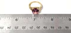 Lovely 10K Yellow Gold Pink Cubic Zirconia Gemstone Ring