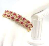 Enamoring Brand New European 20.00CTW Oval Faceted Ruby &  5.00CTW Diamond Bracelet in 14K Yellow Go