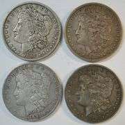 Run of 4 different nice circulated 'O' Mint Morgan Silver Dollars 1888 to 1891
