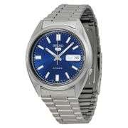 Seiko Automatic Men’s Watch – Blue Dial, Stainless Steel Bracelet, Day-Date Display, 38mm