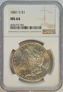“Gem” BU 1881-S Morgan Silver Dollar. NGC MS64. Full Strike