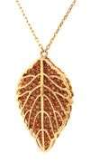 Inticate 18K YG Leaf Pendant on Necklace