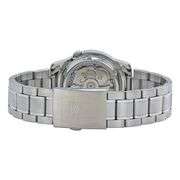 Seiko Men’s Automatic Stainless Steel Watch – Blue Dial, Exhibition Caseback, Day-Date Display